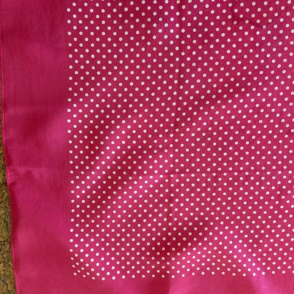 Kreier Pink with White Polka Dots Silk Scarf Made in Switzerland 26" x 26" - Picture 4 of 13